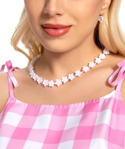 2023 Doll Movie Margot Robbie Pink Plaid Long Dress Outfits Cosplay Costume 11