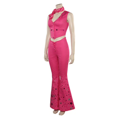 2023 Movie Pink Cowgirl Star Covered Flared Pants Cosplay Costume 6