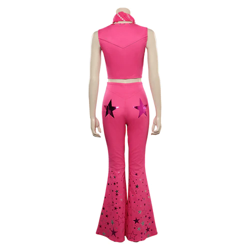 2023 Movie Pink Cowgirl Star Covered Flared Pants Cosplay Costume 8