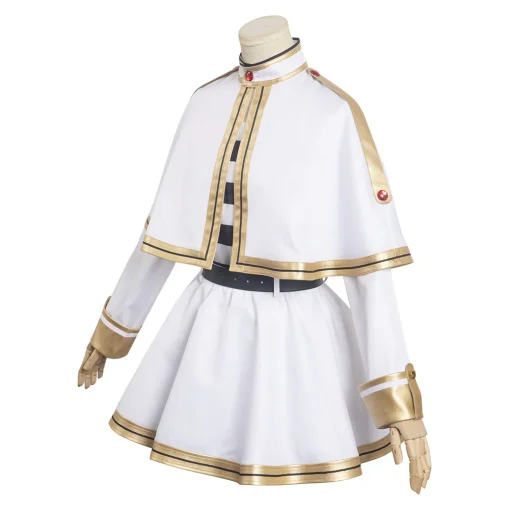 sousou no frieren anime beyond journey s end white women cape dress belt outfit 1