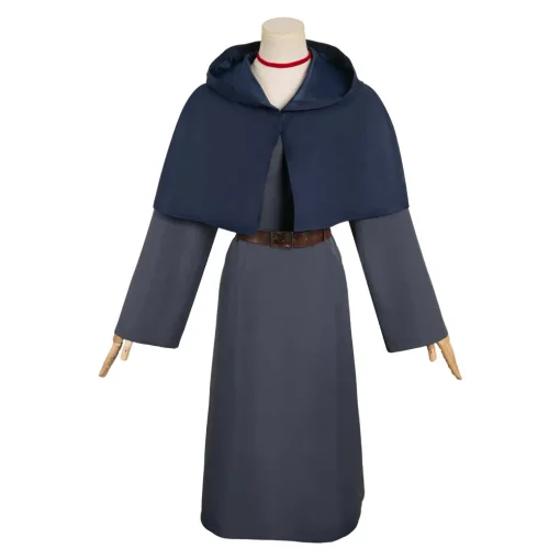 delicious in dungeon anime marcille donato women dark blue dress set cosplay costume