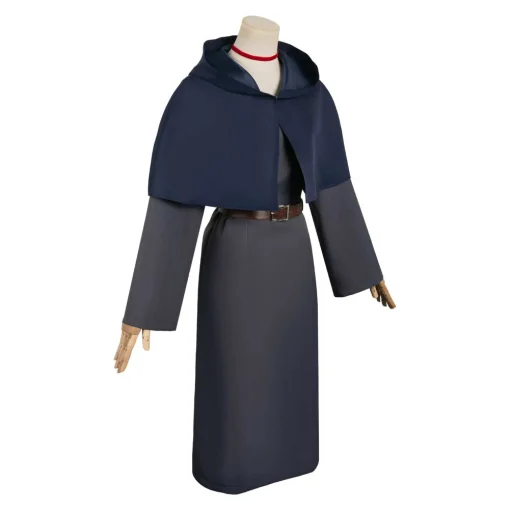 delicious in dungeon anime marcille donato women dark blue dress set cosplay costume