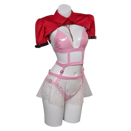 final fantasy game aerith gainsborough women pink sexy suit party carnival halloween cosplay costume