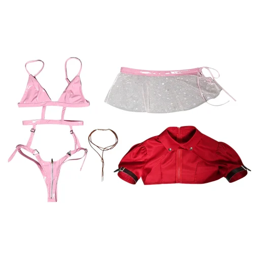 final fantasy game aerith gainsborough women pink sexy suit party carnival halloween cosplay costume