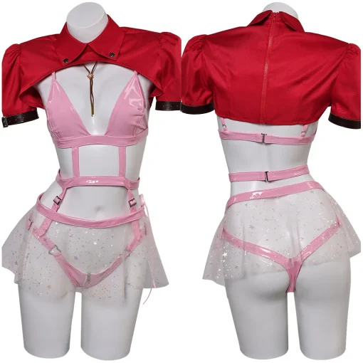 final fantasy game aerith gainsborough women pink sexy suit party carnival halloween cosplay costume