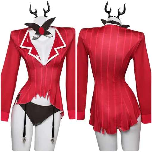 hazbin hotel tv alastor women red sexy suit party carnival halloween cosplay costume