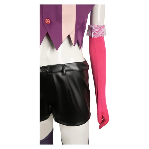 hazbin hotel tv angel dust women purple combat suit party carnival halloween cosplay costume