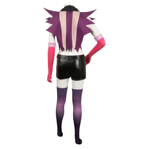 hazbin hotel tv angel dust women purple combat suit party carnival halloween cosplay costume