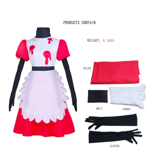 hazbin hotel tv niffty white and red dress party carnival halloween cosplay costume