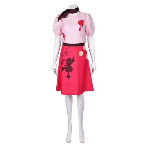 hazbin hotel tv niffty women pink printed dress party carnival halloween cosplay costume