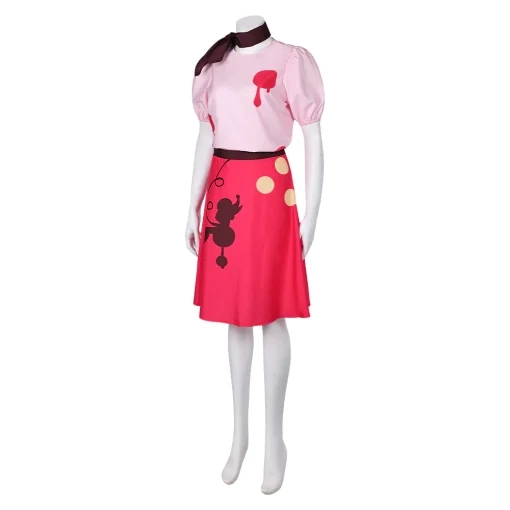 hazbin hotel tv niffty women pink printed dress party carnival halloween cosplay costume