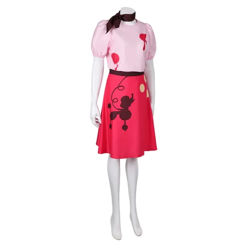 hazbin hotel tv niffty women pink printed dress party carnival halloween cosplay costume