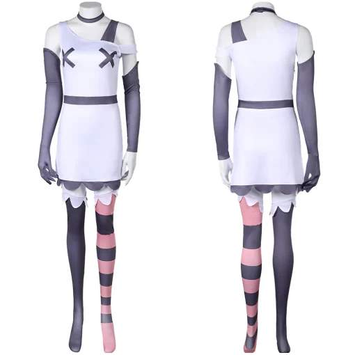 hazbin hotel tv vaggie women white dress set party carnival halloween cosplay costume