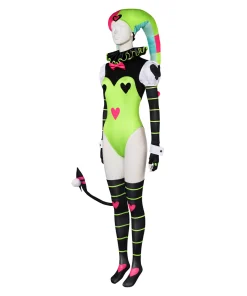 helluva boss hazbin hotel tv fizzarolli women green outfit party carnival halloween cosplay costume 3 1024x