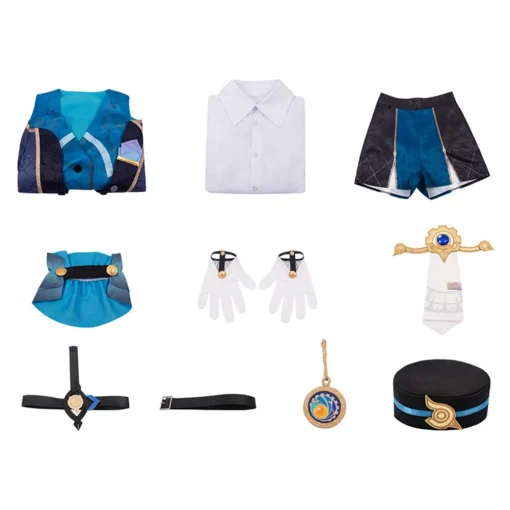 honkai star rail game mikhail char legwork blue outfit party carnival halloween cosplay costume