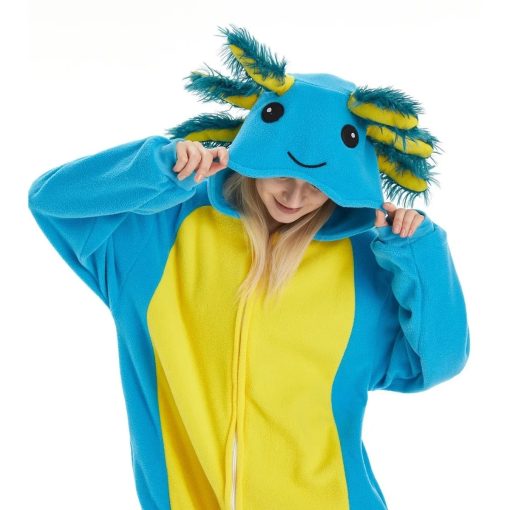 Blue Axototl Onesie Halloween Costume for Adults - Image 2