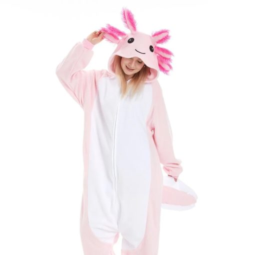 Pink Axototl Onesie Halloween Costume for Adults - Image 2