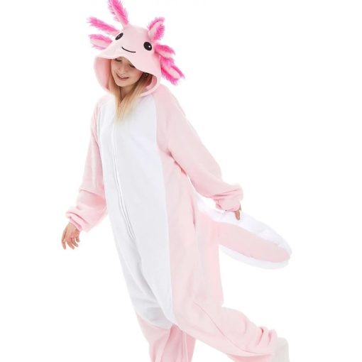 Pink Axototl Onesie Halloween Costume for Adults - Image 3