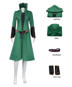 the lord of the rings the war of the rohirrim 2024 galadriel women green outfit cosplay costume 4 1024x