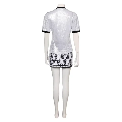 Women White Casual Top Skirt 2 Pieces Fashion Outfit Halloween Cosplay Costume - Image 3