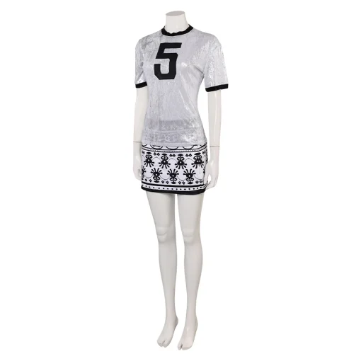 Women White Casual Top Skirt 2 Pieces Fashion Outfit Halloween Cosplay Costume - Image 4