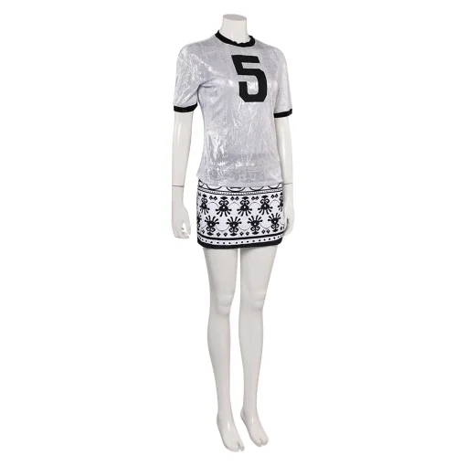 Women White Casual Top Skirt 2 Pieces Fashion Outfit Halloween Cosplay Costume - Image 5