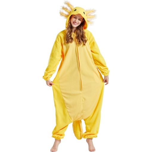 Yellow Axototl Onesie Halloween Costume for Adults - Image 2