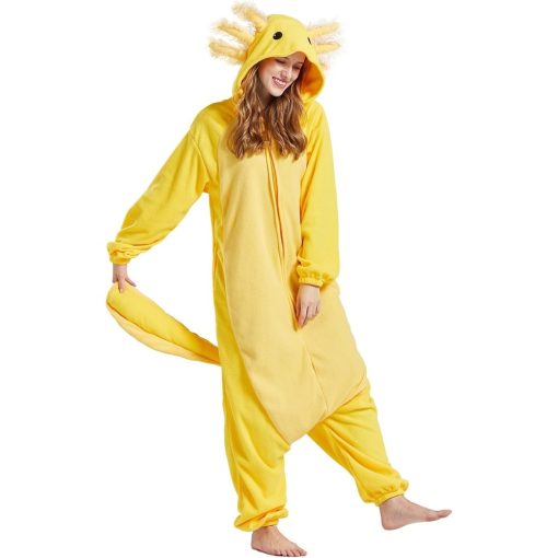 Yellow Axototl Onesie Halloween Costume for Adults - Image 3