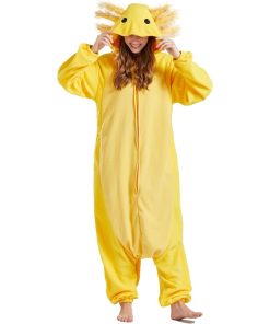 yellow axolotl onesie costume