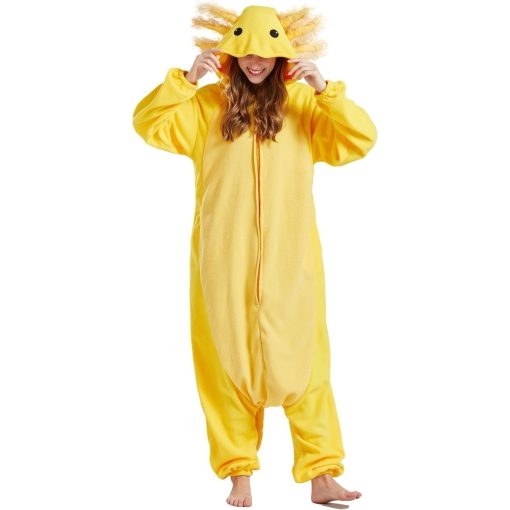 Yellow Axototl Onesie Halloween Costume for Adults - Image 4