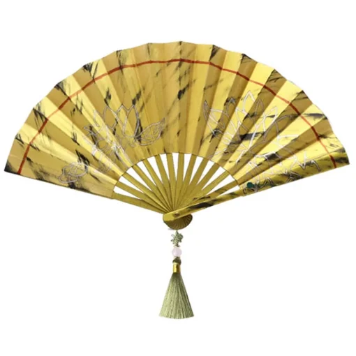 Douma Cosplay Props Golden Folding Fans Cosplay Costume Prop Halloween Accessories