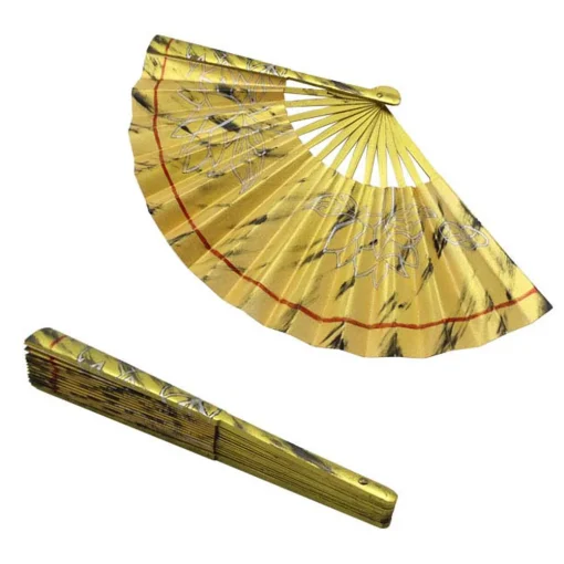 Douma Cosplay Props Golden Folding Fans Cosplay Costume Prop Halloween Accessories - Image 3