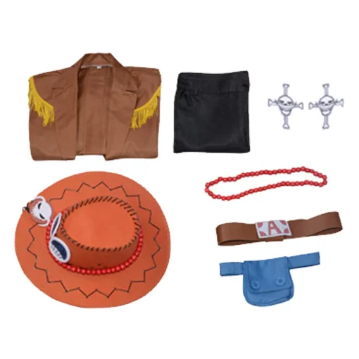 OP Portgas D. Ace Brown Outfit Halloween Cosplay Costume - Image 7